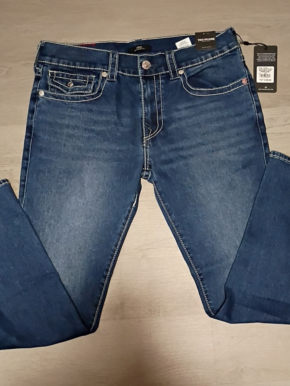 True Religion- Mens Dark Blue Relaced Skinny Jeans. 33w/32L